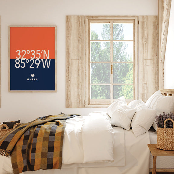 Minimalist Auburn city map print for home décor