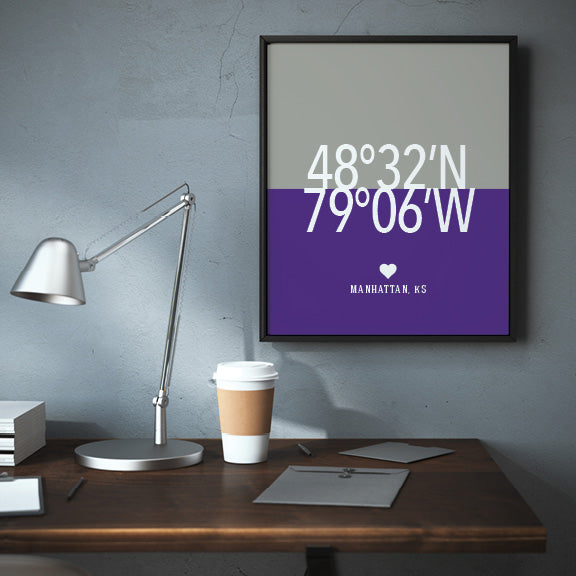 Kansas State University town art print for dorm room décor