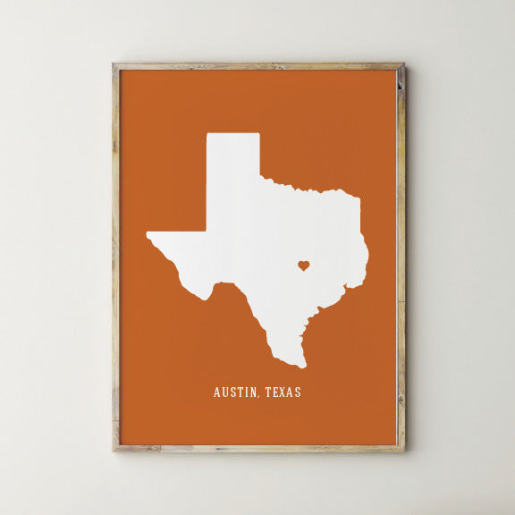 Austin Texas Modern Map Wall Decor