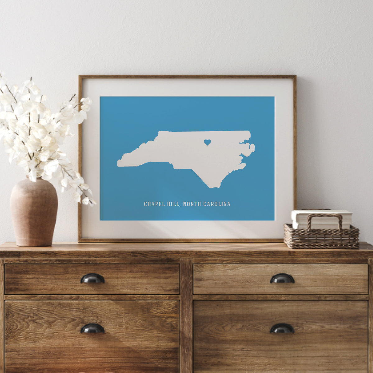 Minimalist Chapel Hill city art print for students and alumni