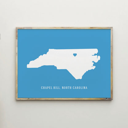Chapel Hill North Carolina map poster for college dorm decor