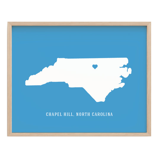 Chapel Hill North Carolina map poster for college dorm decor