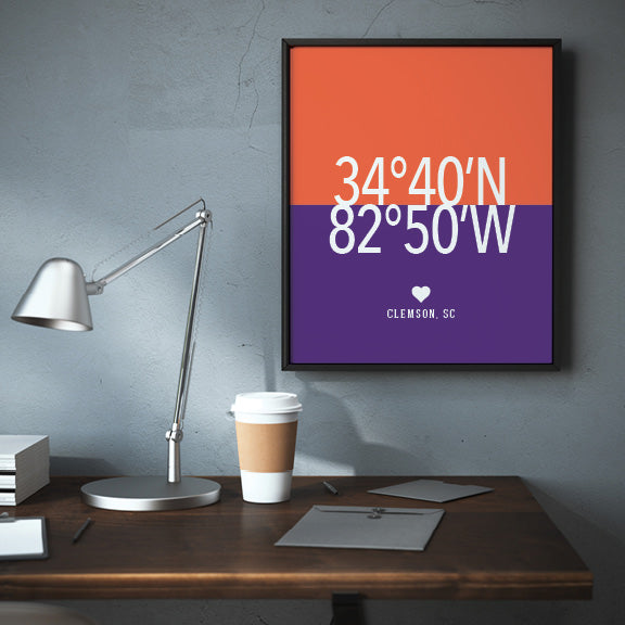 Clemson Coordinates Art Print