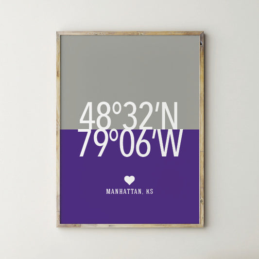 Minimalist Manhattan Kansas wall art print alumni gift