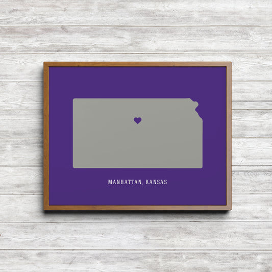 Minimalist Manhattan Kansas map wall art modern home décor
