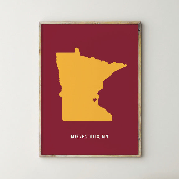 Minneapolis Minnesota College Map Wall Print Minimalist